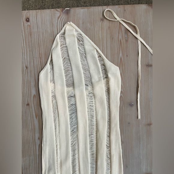 Fashionnova Distressed Halter Maxi Dress - Cream - Picture 6 of 11